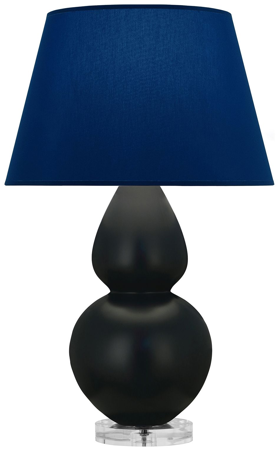 Double Gourd 30"H Obsidian And Lucite Lamp w/ Navy And Gray Made to Or