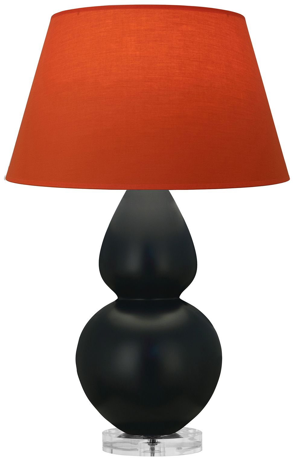 Double Gourd 30"H Obsidian &amp; Lucite Lamp w/Tangerine &amp; Taupe M