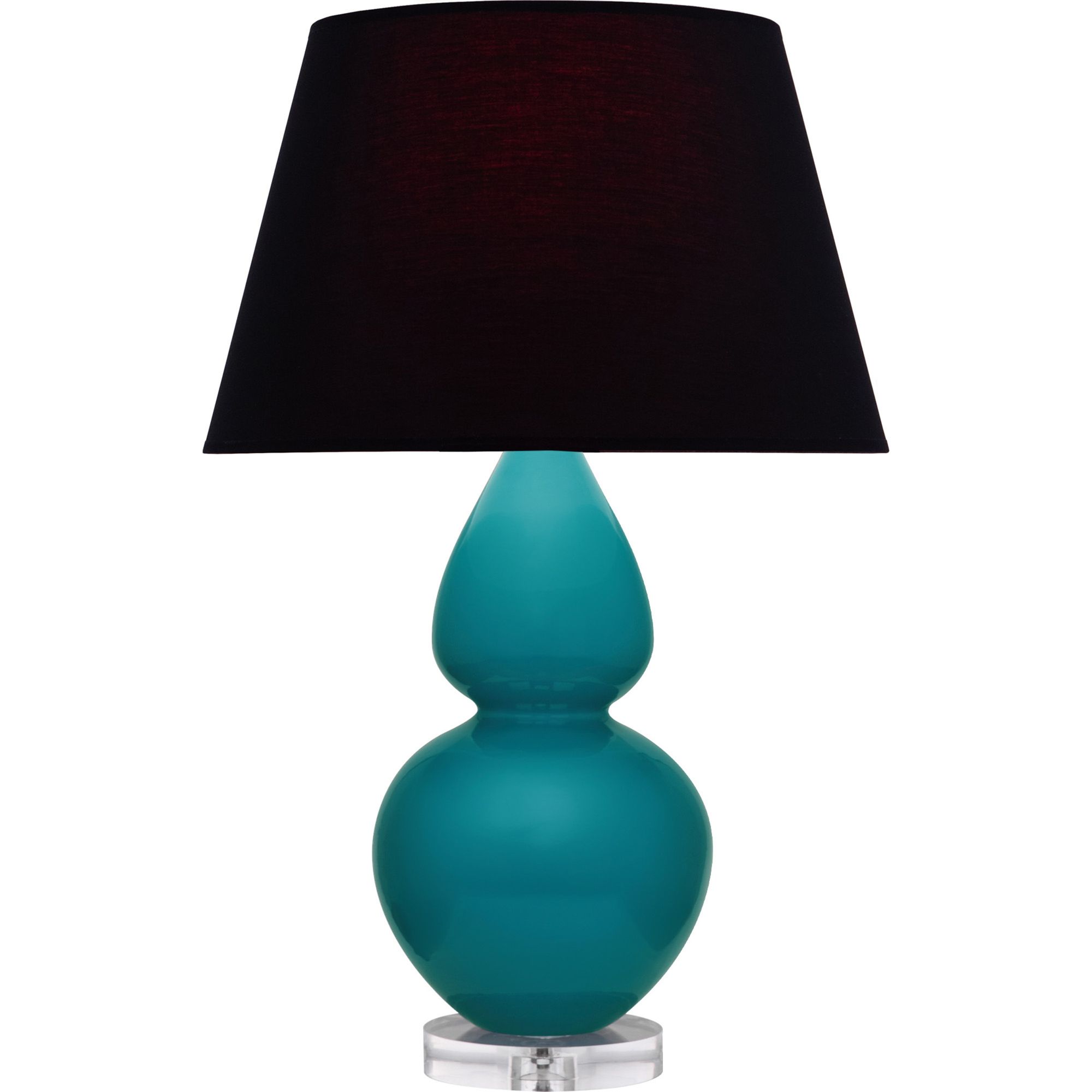 Image 2 Double Gourd 30"H Peacock And Lucite Table Lamp w/ Ink And Rose Shade more views