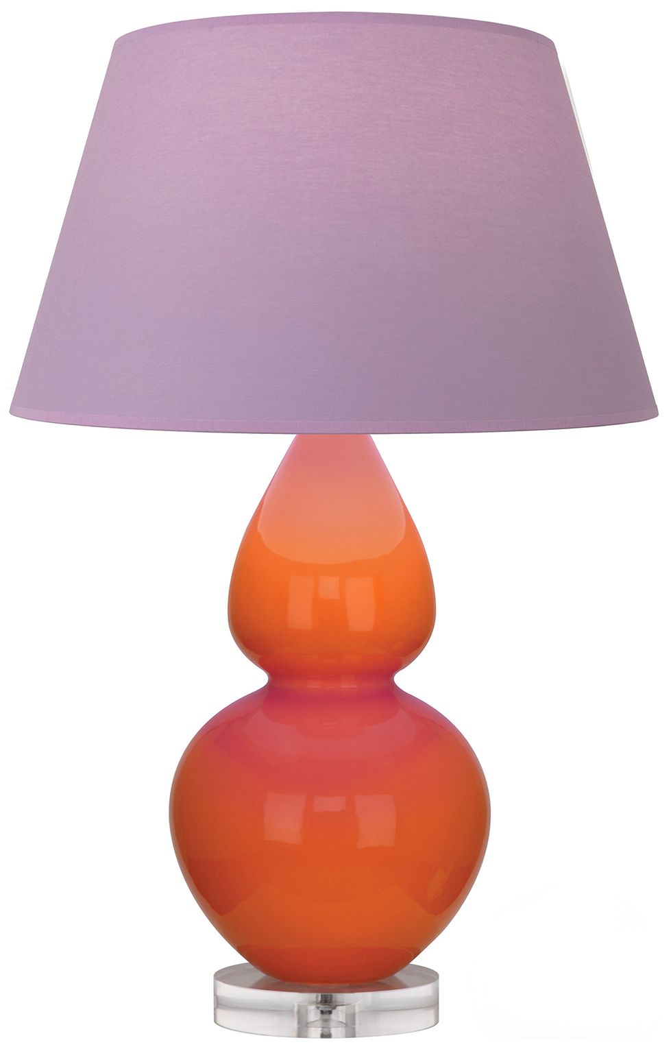 Double Gourd 30"H Pumpkin & Lucite Lamp w/ Lavender & Plum Mad