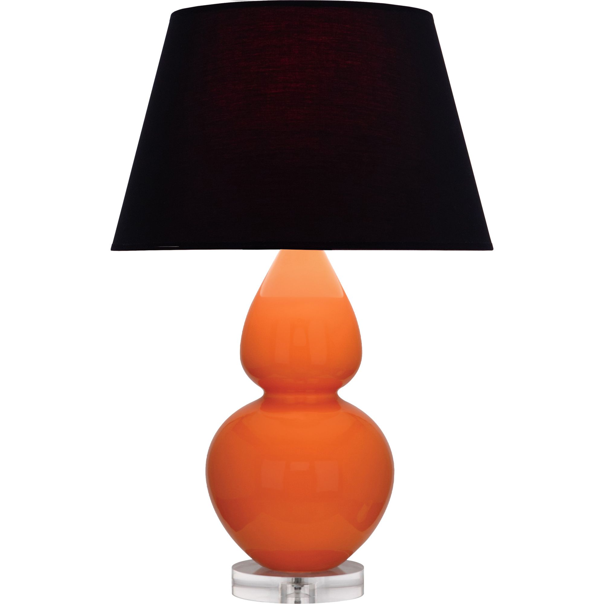 Image 2 Double Gourd 30"H Pumpkin And Lucite Table Lamp w/ Ink And Rose Shade more views