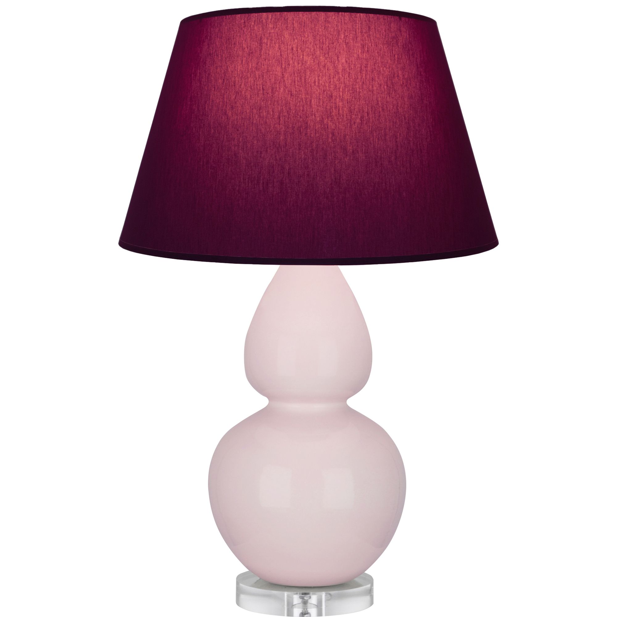 Image 2 Double Gourd 30"H Rose Water Glazed Lucite Table Lamp w/ Plum Shade more views
