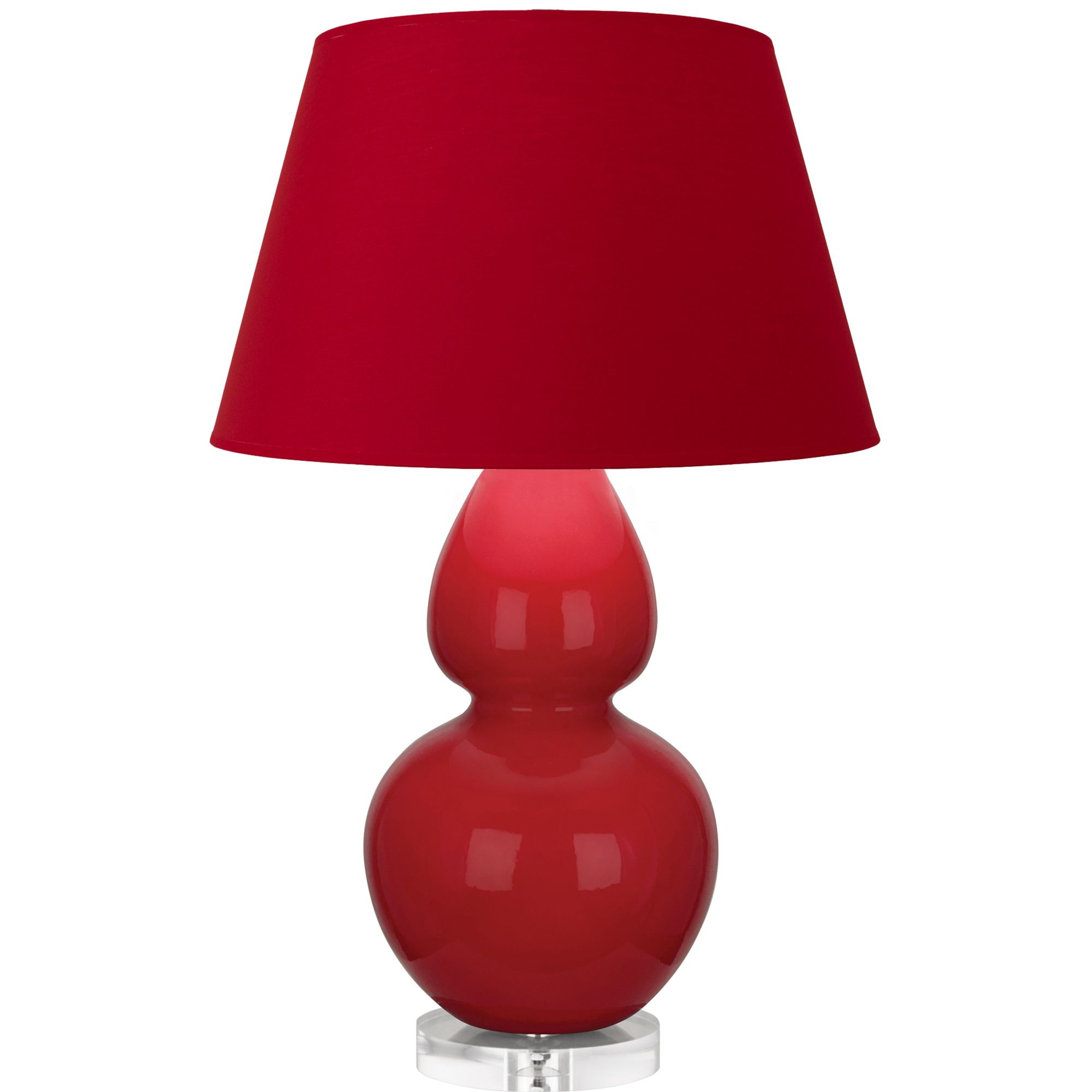 Image 2 Double Gourd 30"H Ruby Red And Lucite Lamp w/ Rose And Ink Shade more views