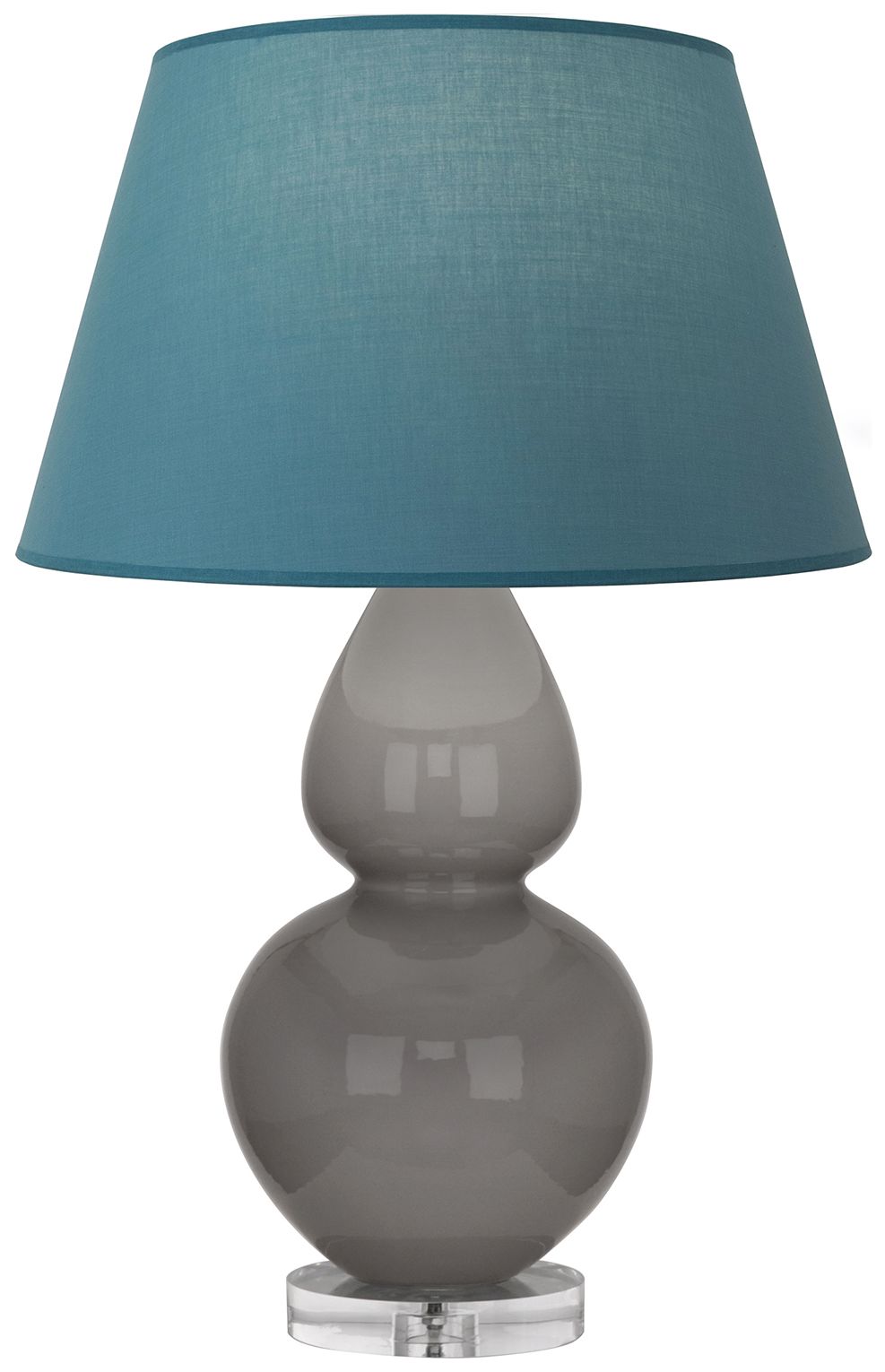 Double Gourd 30"H Taupe &amp; Lucite Lamp w/ Bright Blue &amp; Gray Ma