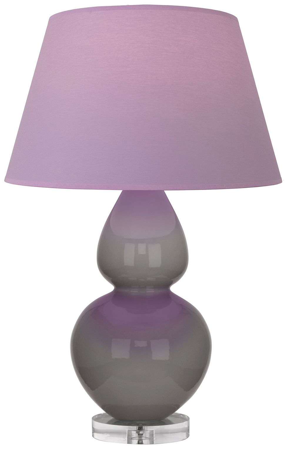 Double Gourd 30"H Taupe And Lucite Lamp w/ Lavender And Plum Made to O