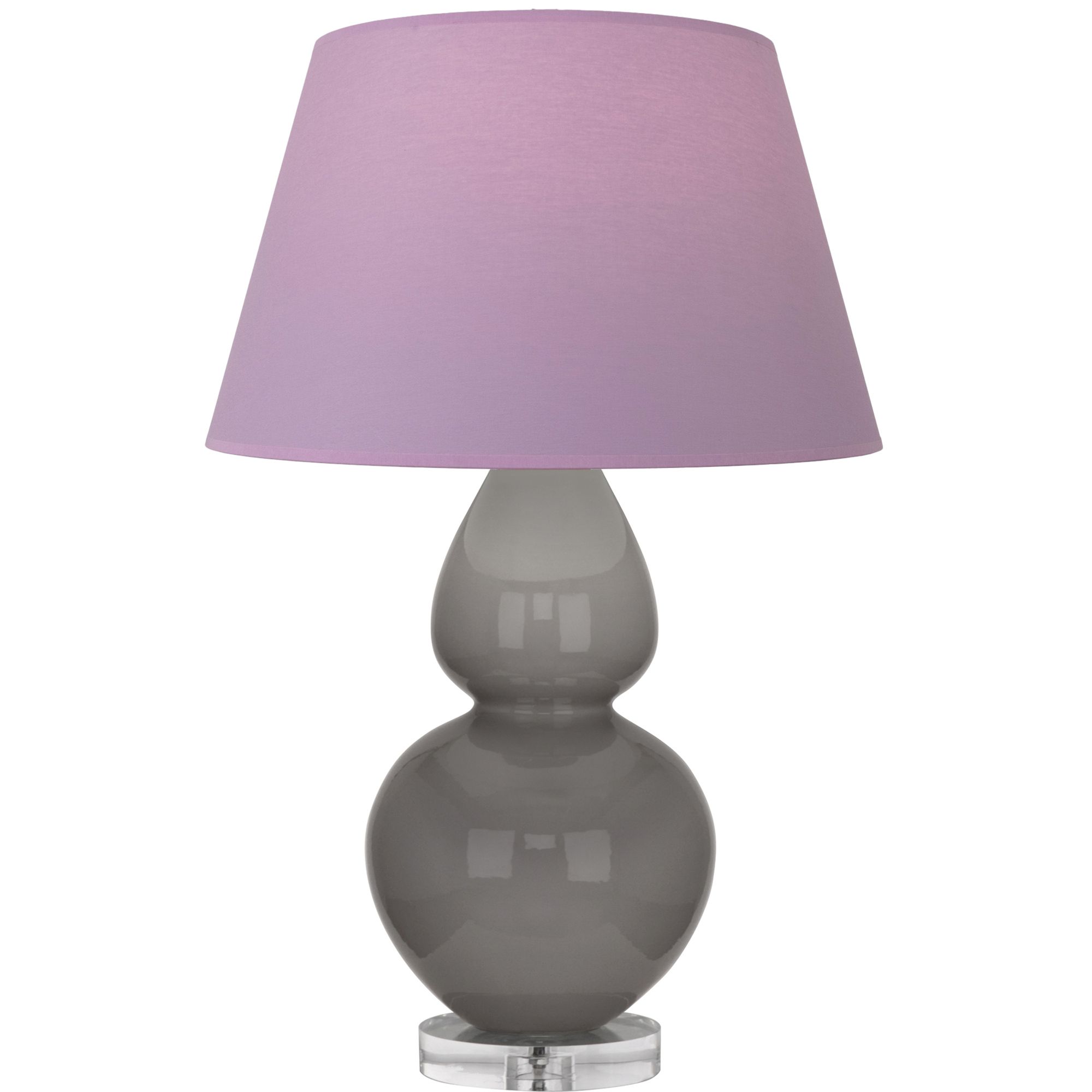 Image 2 Double Gourd 30"H Taupe And Lucite Lamp w/ Lavender And Plum Shade more views