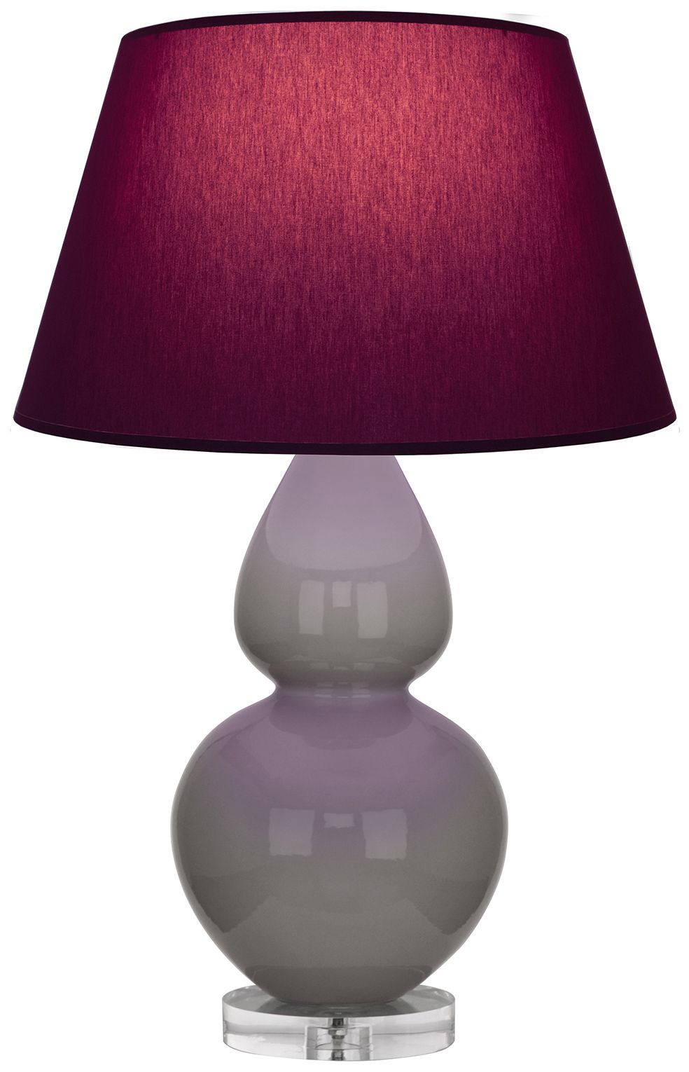 Double Gourd 30"H Taupe And Lucite Lamp w/ Plum And Lavender Made to O
