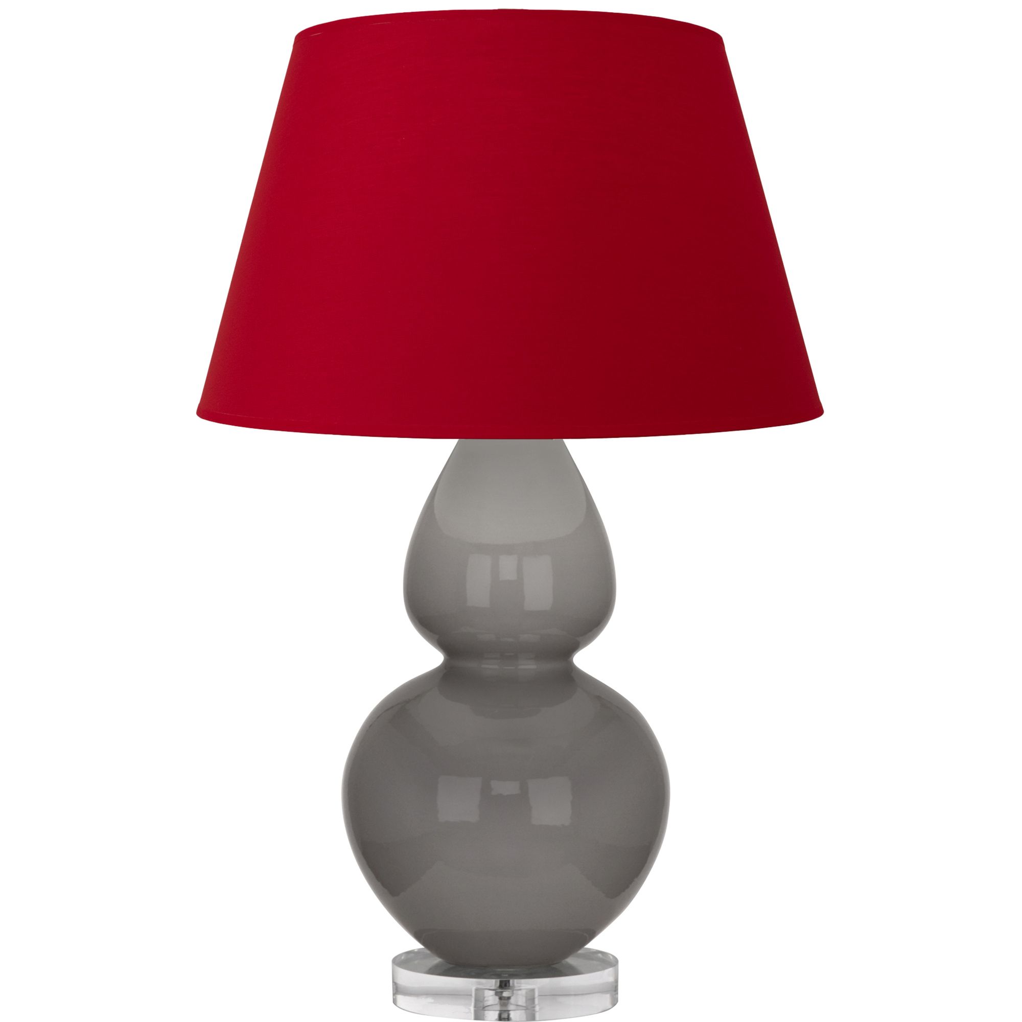 Image 2 Double Gourd 30"H Taupe And Lucite Table Lamp w/ Black And Red Shade more views