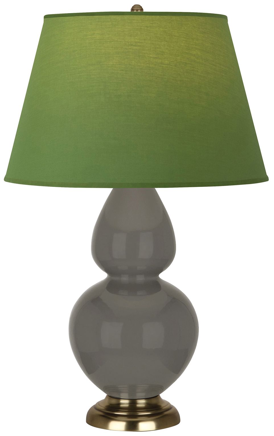 Double Gourd 31"H Ash And Brass Lamp w/ Tea Green And Taupe Made to Order