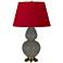 Double Gourd 31"H Ash And Brass Table Lamp w/ Black And Red Shade