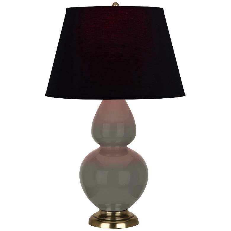 Image 1 Double Gourd 31"H Ash And Brass Table Lamp w/ Ink And Rose Shade