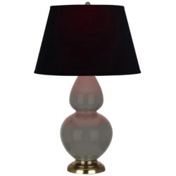 Double Gourd 31"H Ash And Brass Table Lamp w/ Ink And Rose Shade
