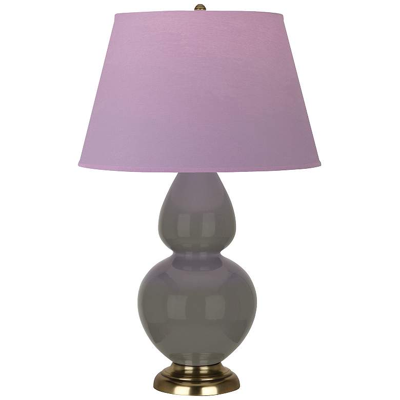 Image 1 Double Gourd 31"H Ash And Brass Table Lamp w/ Lavender And Plum Shade