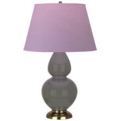 Double Gourd 31"H Ash And Brass Table Lamp w/ Lavender And Plum Shade