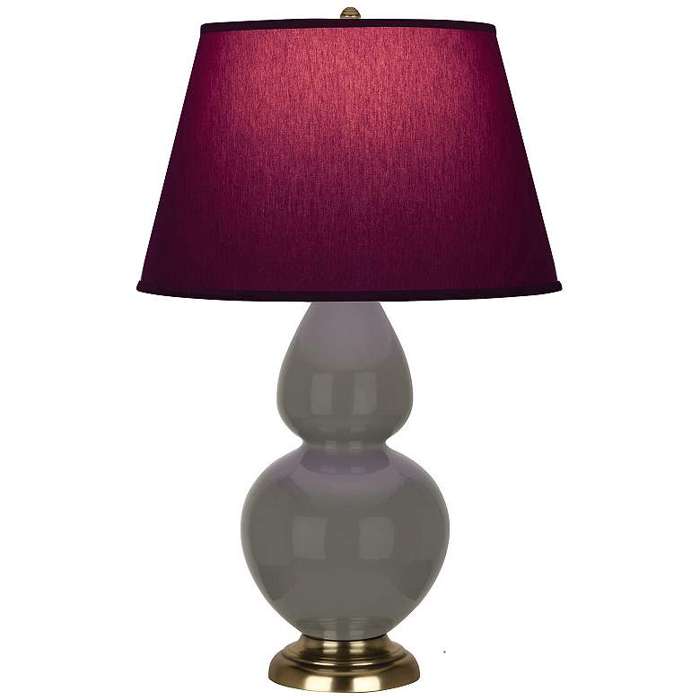 Image 1 Double Gourd 31"H Ash And Brass Table Lamp w/ Plum And Lavender Shade