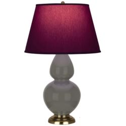 Double Gourd 31"H Ash And Brass Table Lamp w/ Plum And Lavender Shade