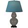 Double Gourd 31"H Ash And Bronze Lamp w/ Bright Blue And Gray Shade