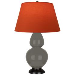 Double Gourd 31"H Ash And Bronze Lamp w/ Tangerine And Taupe Shade