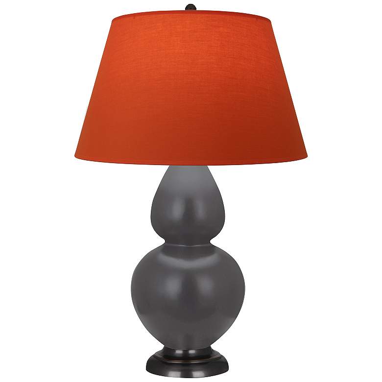 Image 1 Double Gourd 31"H Ash And Bronze Lamp w/ Tangerine And Taupe Shade