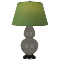 Double Gourd 31"H Ash And Bronze Lamp w/ Tea Green And Taupe Shade
