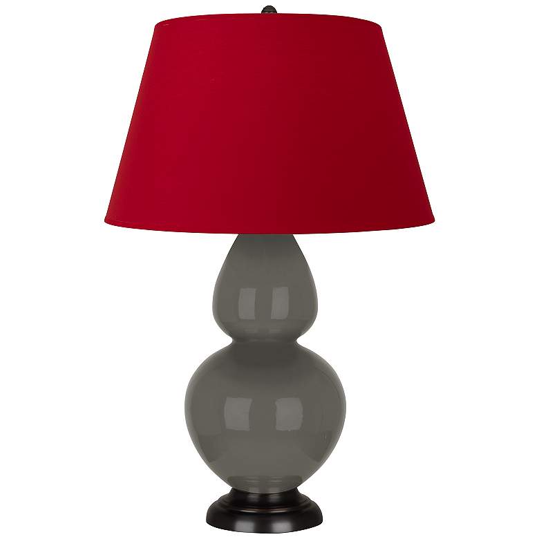 Image 1 Double Gourd 31"H Ash And Bronze Table Lamp w/ Black And Red Shade