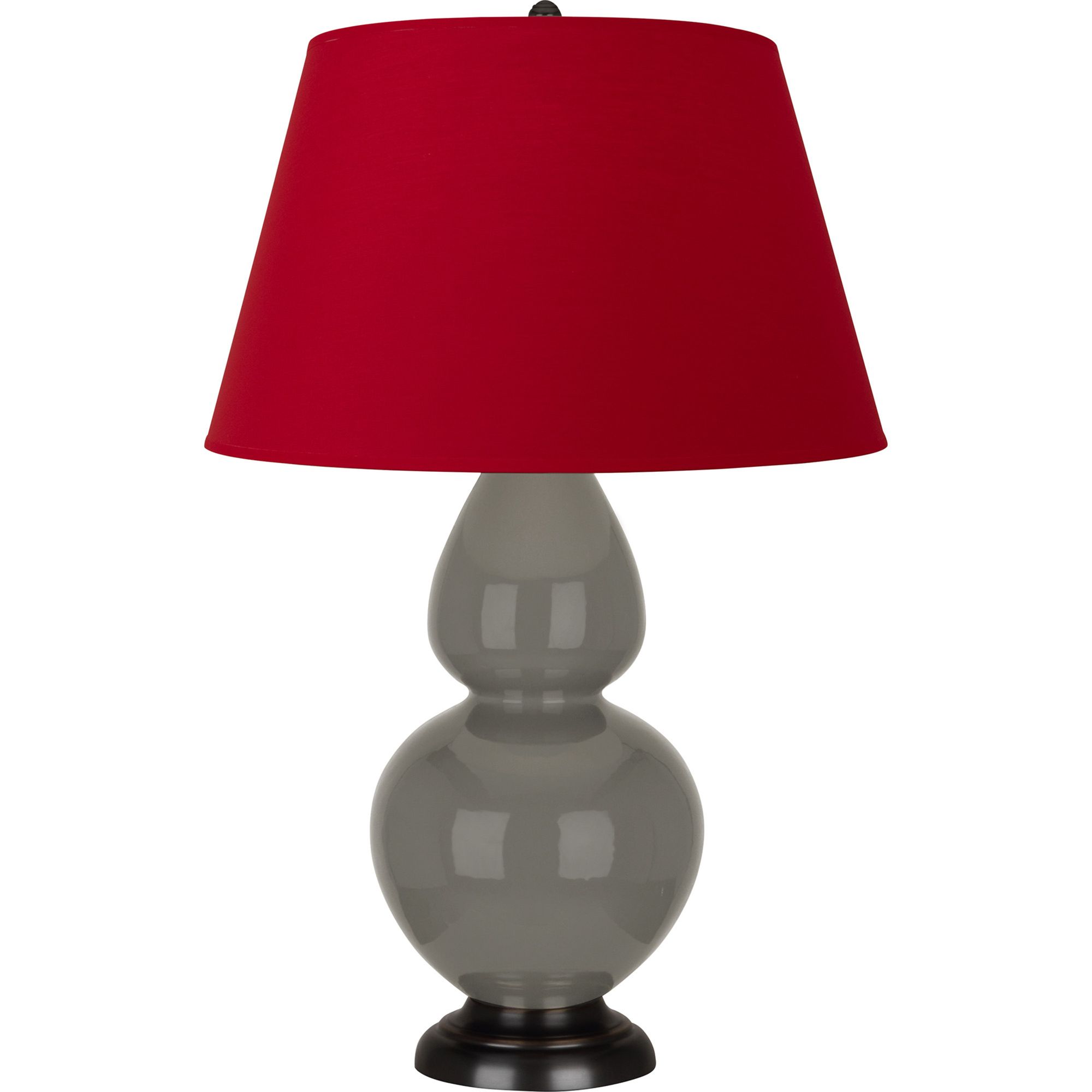 Image 2 Double Gourd 31"H Ash And Bronze Table Lamp w/ Black And Red Shade more views