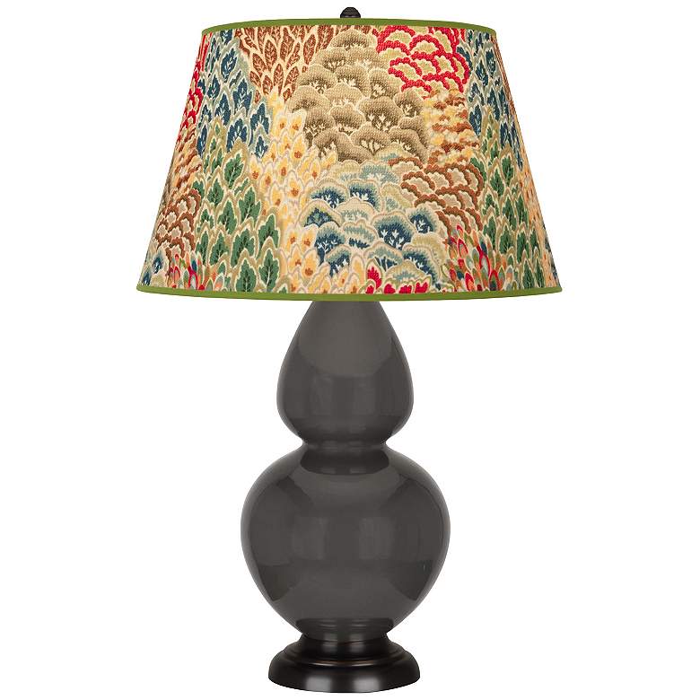 Image 1 Double Gourd 31"H Ash And Bronze Table Lamp w/ Fall Floral Shade