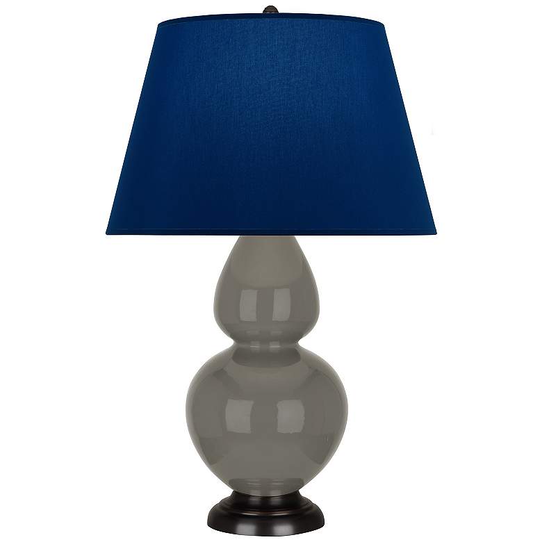 Image 1 Double Gourd 31"H Ash And Bronze Table Lamp w/ Navy And Gray Shade