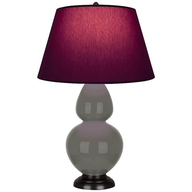 Image 1 Double Gourd 31"H Ash And Bronze Table Lamp w/ Plum And Lavender Shade