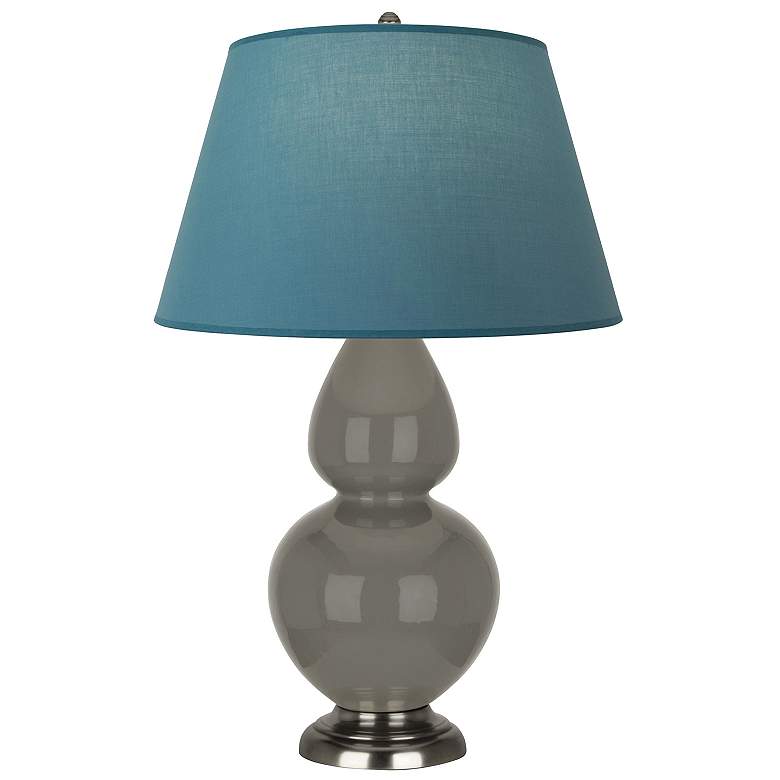 Image 1 Double Gourd 31"H Ash And Silver Lamp w/ Bright Blue And Gray Shade