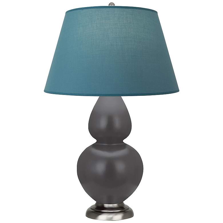 Image 1 Double Gourd 31"H Ash And Silver Lamp w/ Bright Blue And Gray Shade