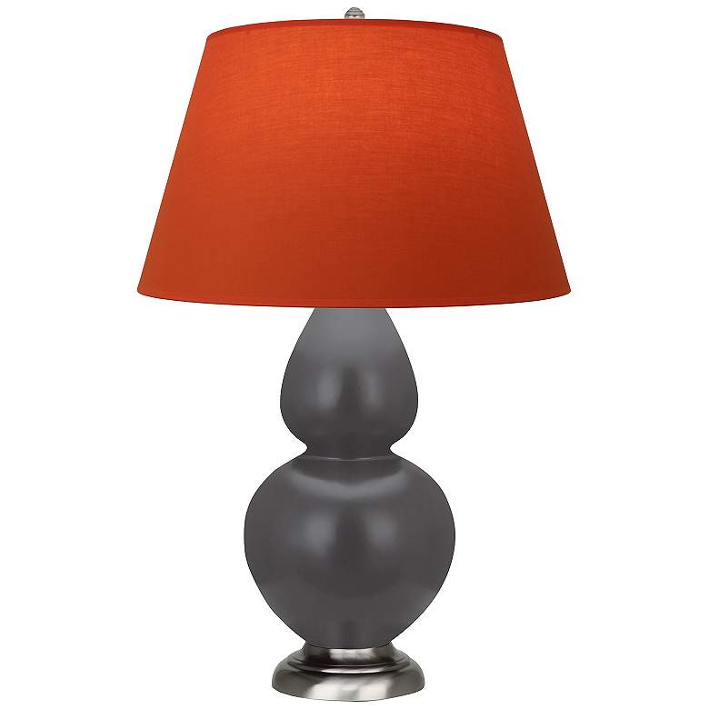 Image 1 Double Gourd 31"H Ash And Silver Lamp w/ Tangerine And Taupe Shade