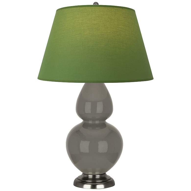 Image 1 Double Gourd 31"H Ash And Silver Lamp w/ Tea Green And Taupe Shade