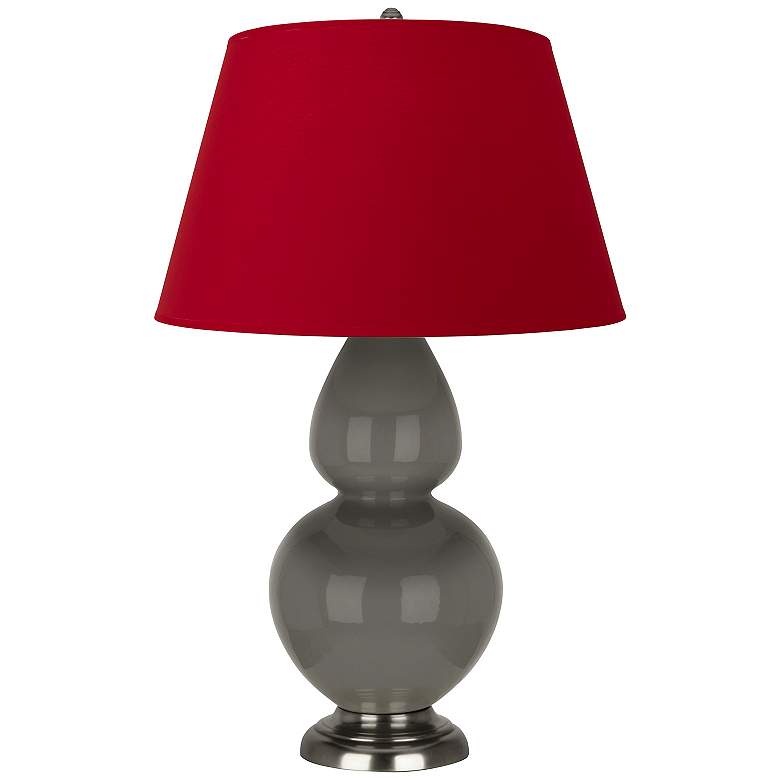 Image 1 Double Gourd 31"H Ash And Silver Table Lamp w/ Black And Red Shade