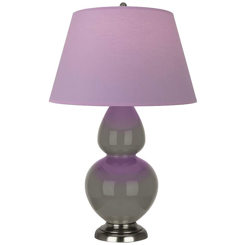 Image 1 Double Gourd 31"H Ash And Silver Table Lamp w/ Lavender And Plum Shade