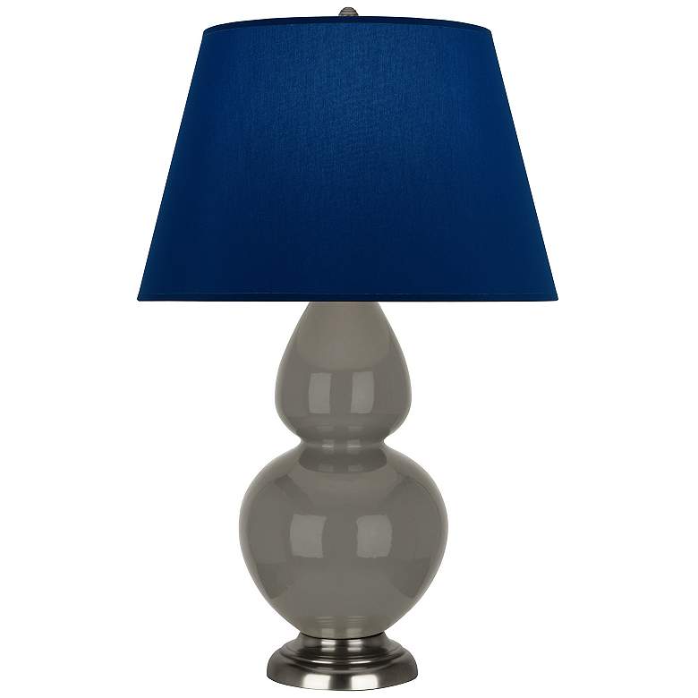 Image 1 Double Gourd 31"H Ash And Silver Table Lamp w/ Navy And Gray Shade