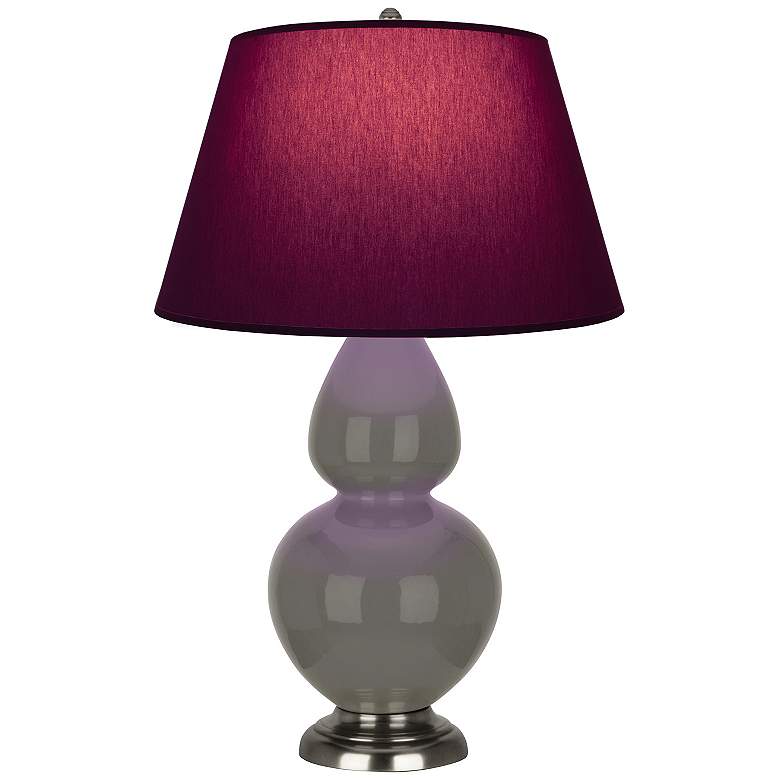 Image 1 Double Gourd 31"H Ash And Silver Table Lamp w/ Plum And Lavender Shade