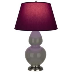 Double Gourd 31"H Ash And Silver Table Lamp w/ Plum And Lavender Shade