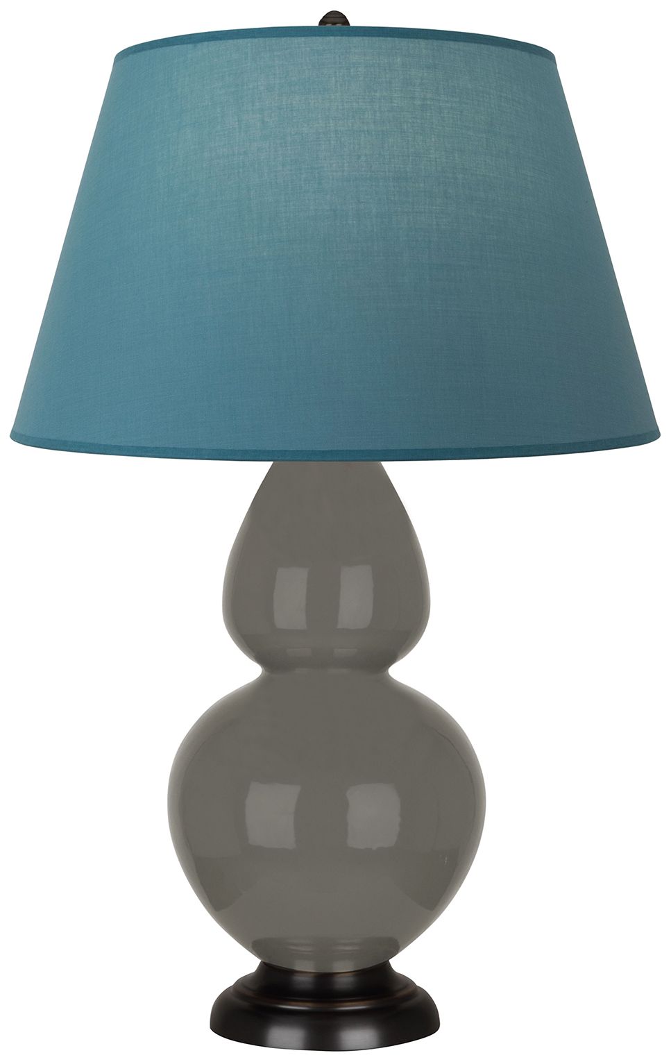 Double Gourd 31"H Ash & Bronze Lamp w/ Bright Blue & Gray Made to Order