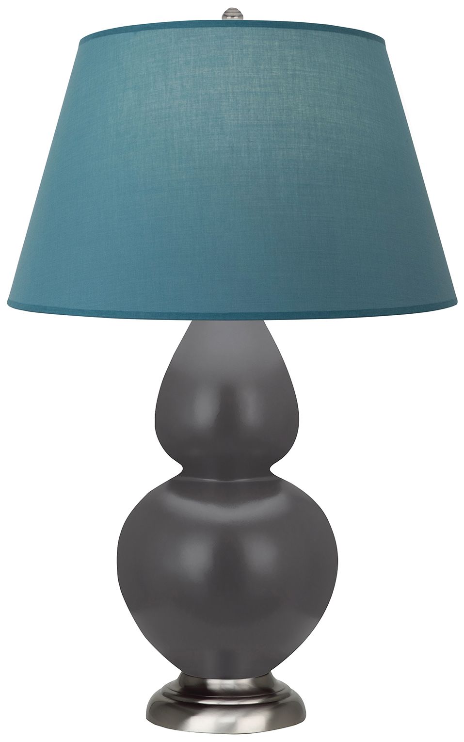Double Gourd 31"H Ash & Silver Lamp w/ Bright Blue & Gray Made to Order