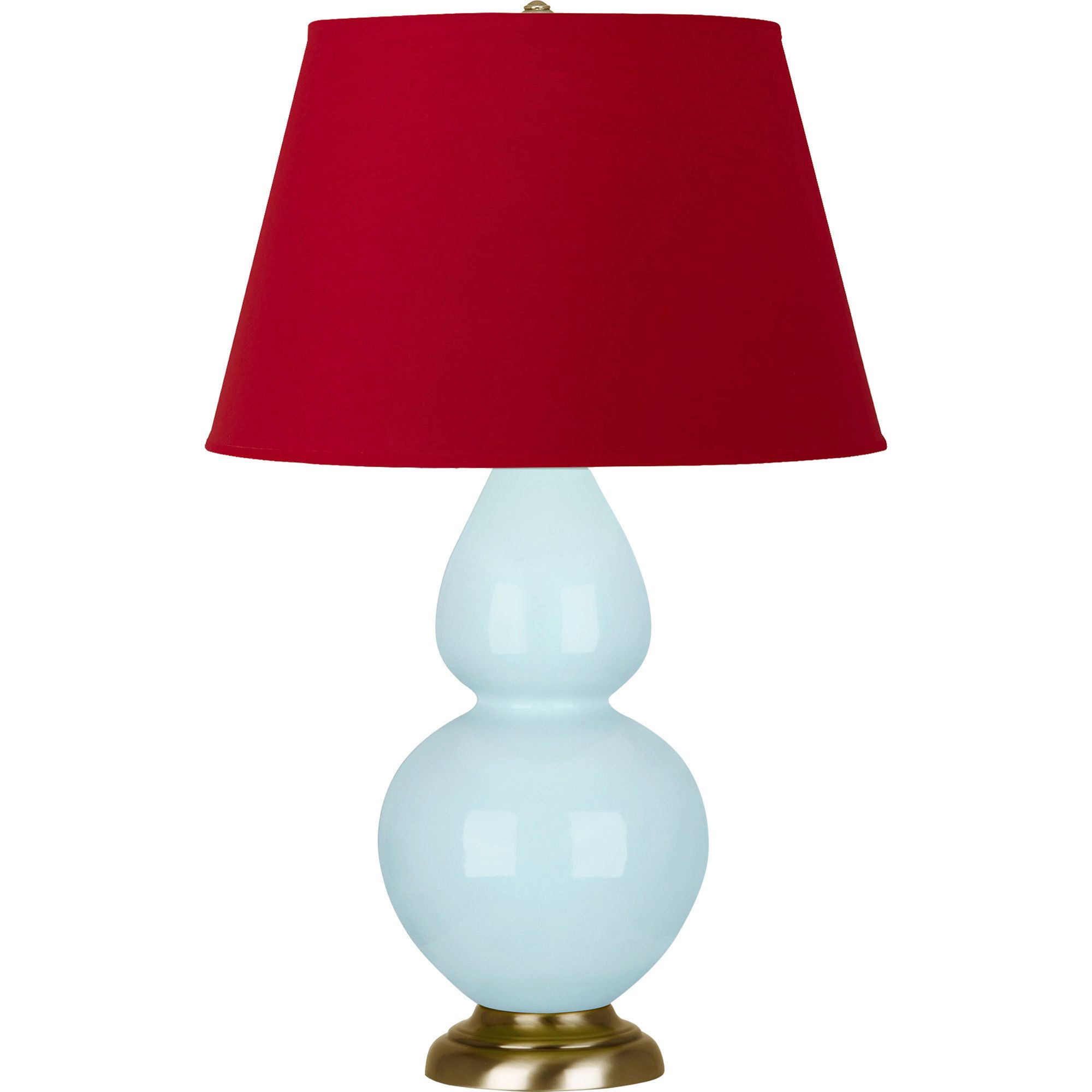Image 2 Double Gourd 31"H Baby Blue And Brass Lamp w/ Black And Red Shade more views