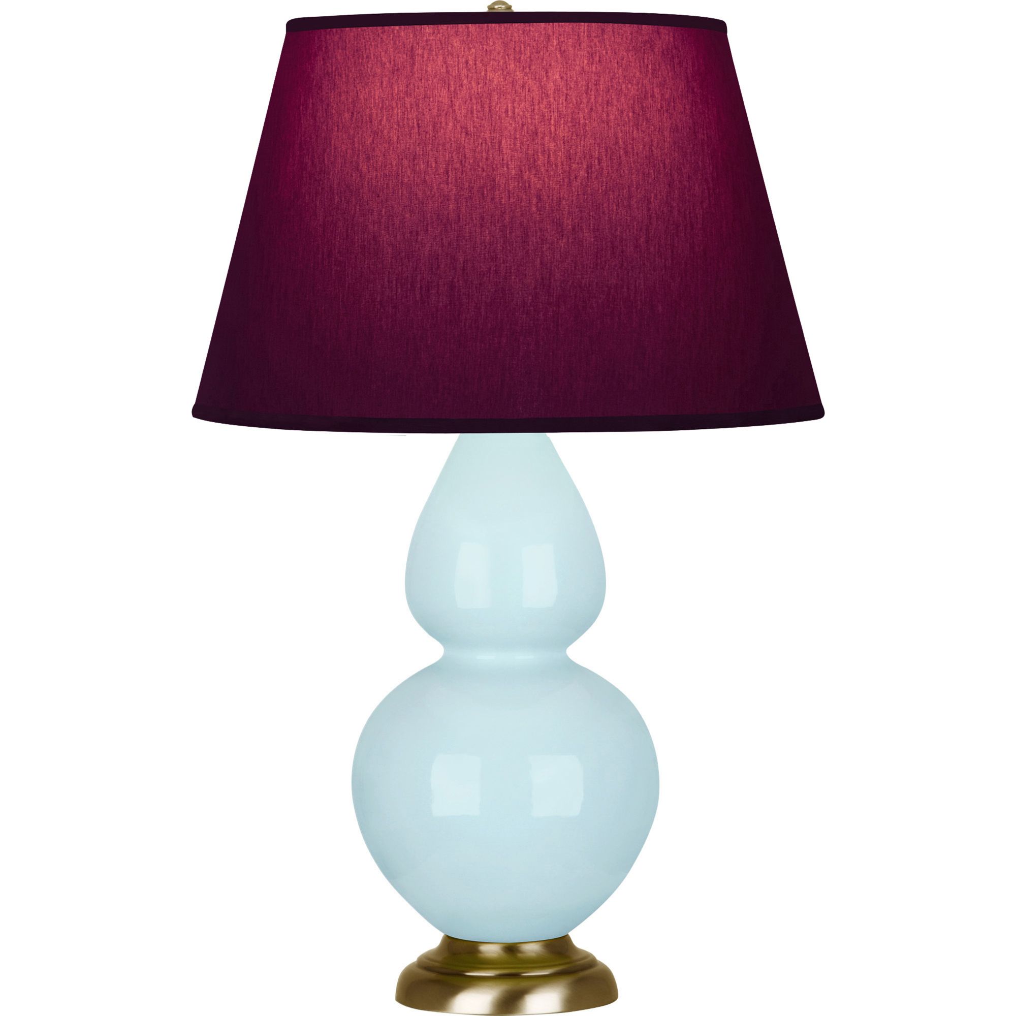 Image 2 Double Gourd 31"H Baby Blue And Brass Lamp w/ Plum And Lavender Shade more views