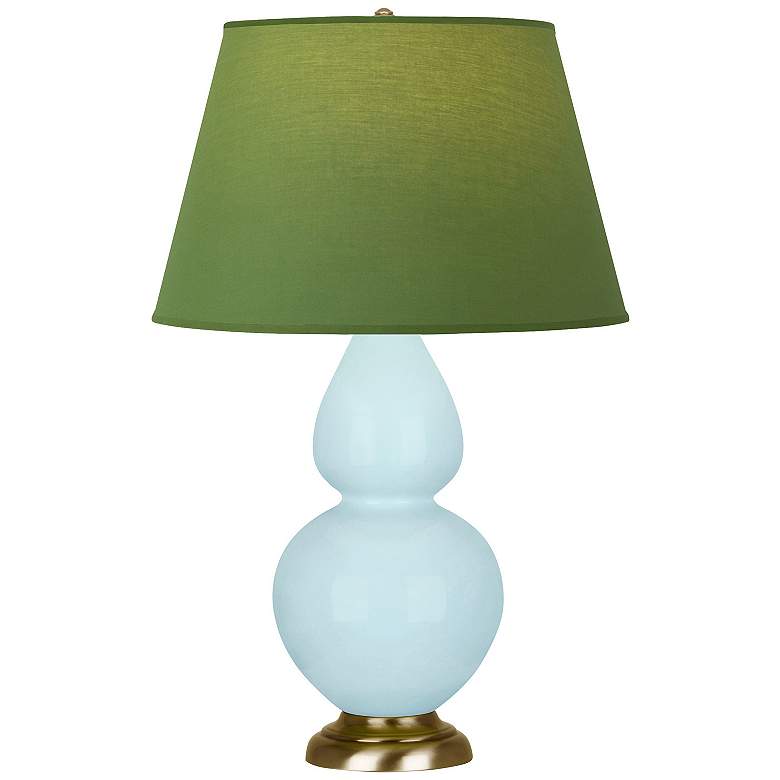 Image 1 Double Gourd 31"H Baby Blue And Brass Lamp w/ Tea And Taupe Shade