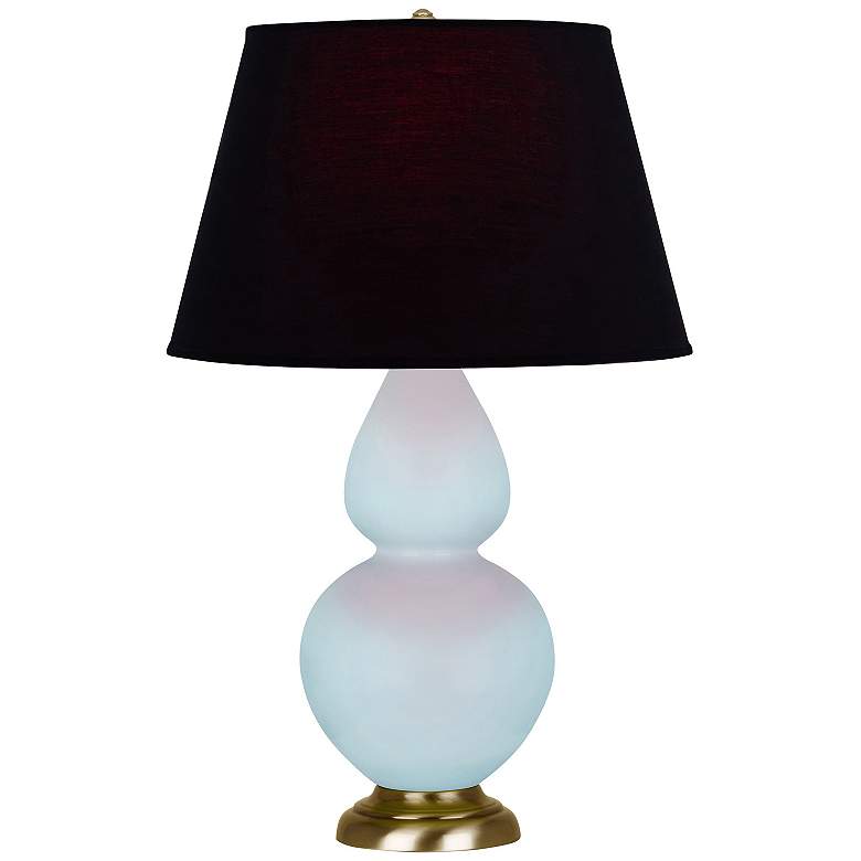 Image 1 Double Gourd 31"H Baby Blue And Brass Table Lamp w/ Ink And Rose Shade