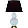 Double Gourd 31"H Baby Blue And Brass Table Lamp w/ Ink And Rose Shade