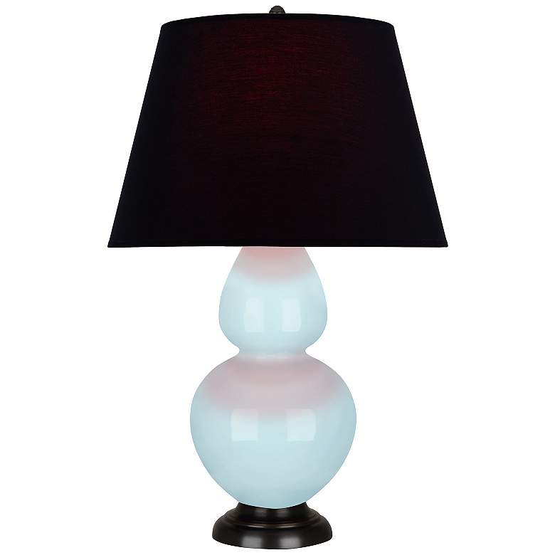 Image 1 Double Gourd 31"H Baby Blue And Bronze Lamp w/ Ink And Rose Shade