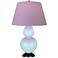 Double Gourd 31"H Baby Blue And Bronze Lamp w/ Lavender And Plum Shade