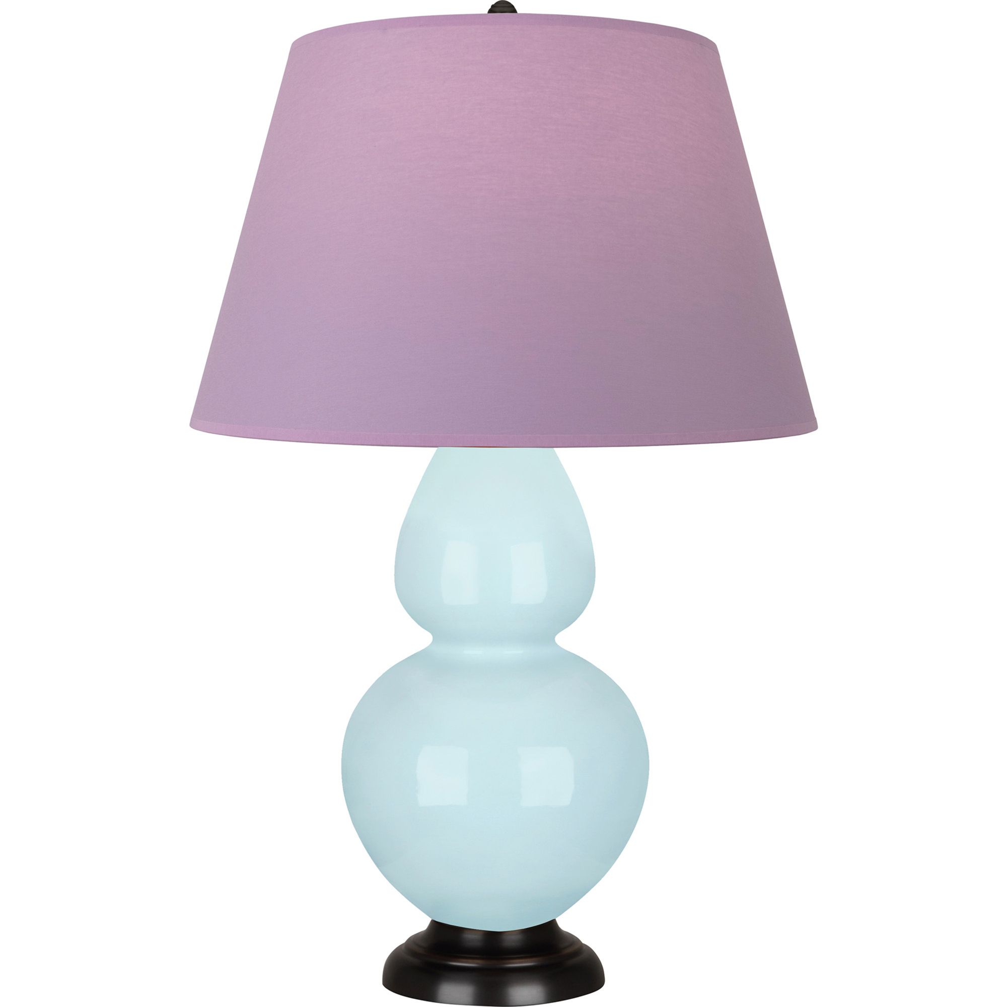 Image 2 Double Gourd 31"H Baby Blue And Bronze Lamp w/ Lavender And Plum Shade more views