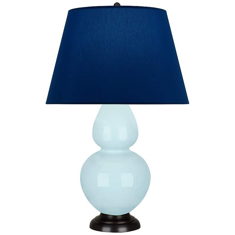 Image 1 Double Gourd 31"H Baby Blue And Bronze Lamp w/ Navy And Gray Shade