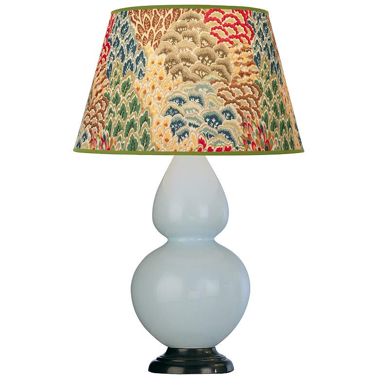 Image 1 Double Gourd 31"H Baby Blue And Bronze Table Lamp w/ Fall Floral Shade